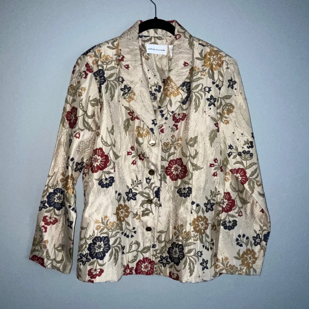 Alfred Dunner Brocade Blazer 14 Floral Boho Dressy Business Tapestry Cottagecore